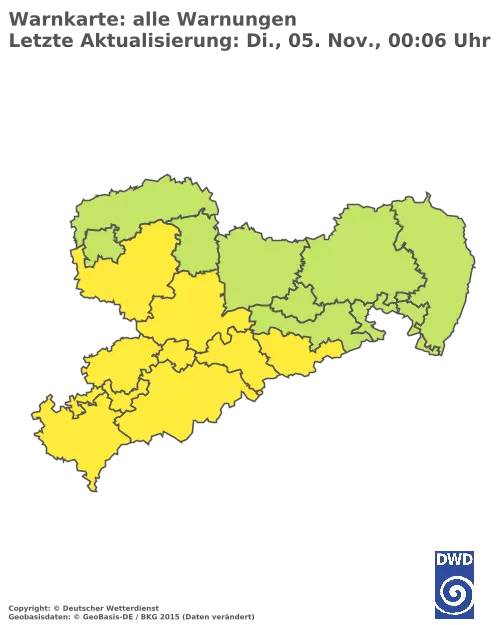 Aktuelle Wetterwarnungen für  Erzgebirgskreis