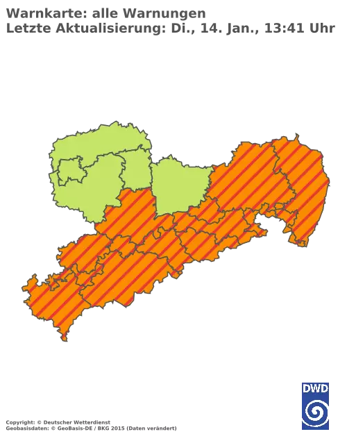 Aktuelle Wetterwarnungen für  Erzgebirgskreis